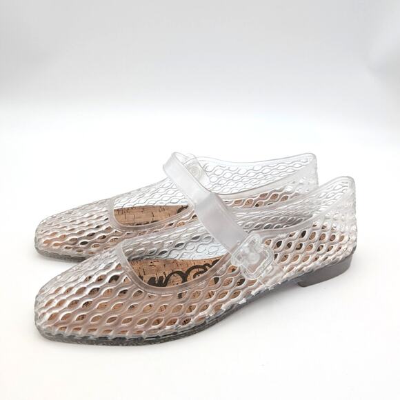 Sam Edelman Michaela Mary Jane Flat Adjustable Women's Clear Size US7 EU38 - Picture 1 of 12